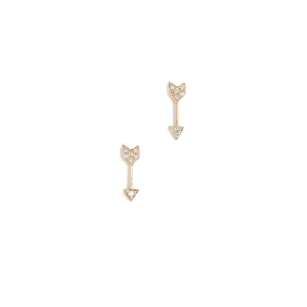 14K yellow gold mini diamond arrow stud EF collection